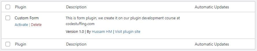 Custom Form Plugin